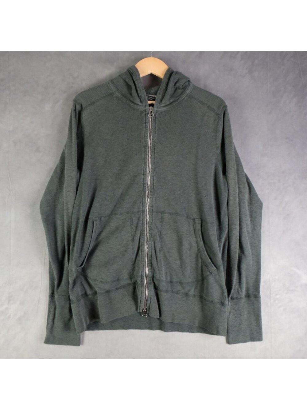 Wing Horns Hoodie Mens Large Green Full Zip Lightweight Stretch